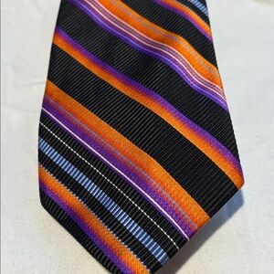 Robert Talbott Textured Striped Tie with Orange, Purple, and Blue Accents